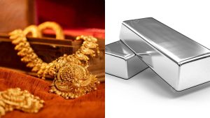 தங்கம் விலை அதிரடி உயர்வு! இன்று (ஏப்ரல் 30, 2026) ஒரே நாளில் சவரனுக்கு ரூ.1600 அதிகரிப்பு - வெள்ளி விலையும் ஏறுமுகம்! Gold ornaments and silver bars displayed with a rising price arrow indicating a market surge.