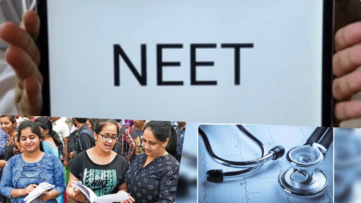 AI-powered facial recognition and surveillance system concept for NTA NEET examination centers.