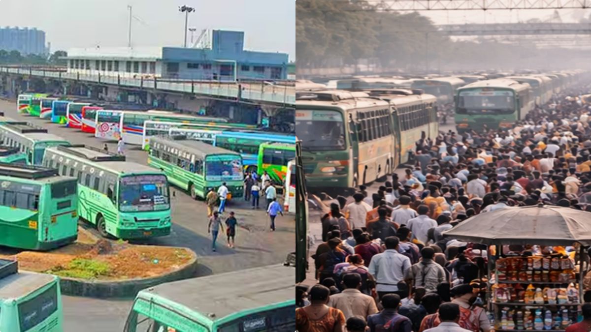 TNSTC special buses lined up for departure from Chennai Koyambedu/Kilambakkam bus terminus.