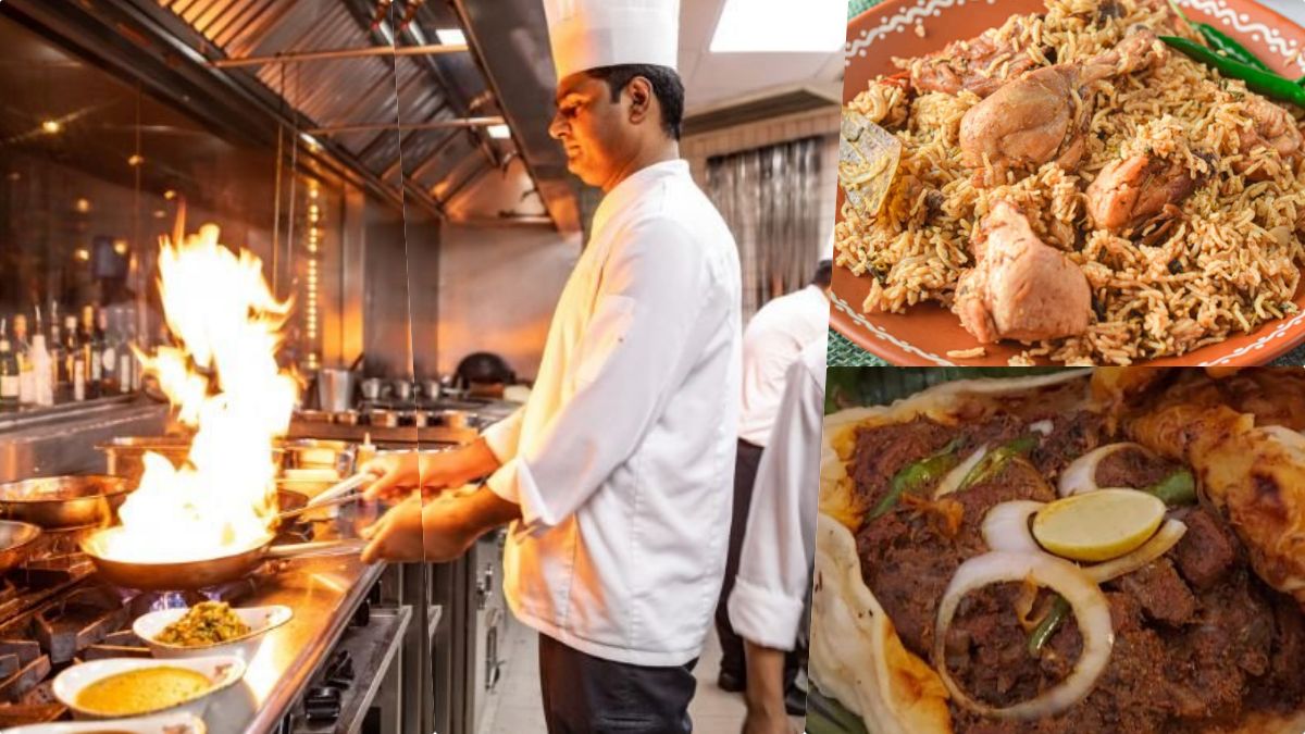 A busy Chennai local restaurant with a price board showing increased rates for Parotta and Biryani.