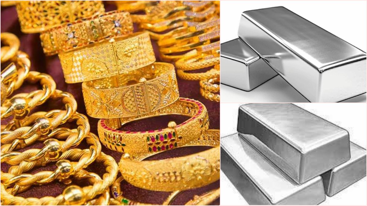 Gold coins and silver bars kept together showing stable market prices for May 10, 2026.