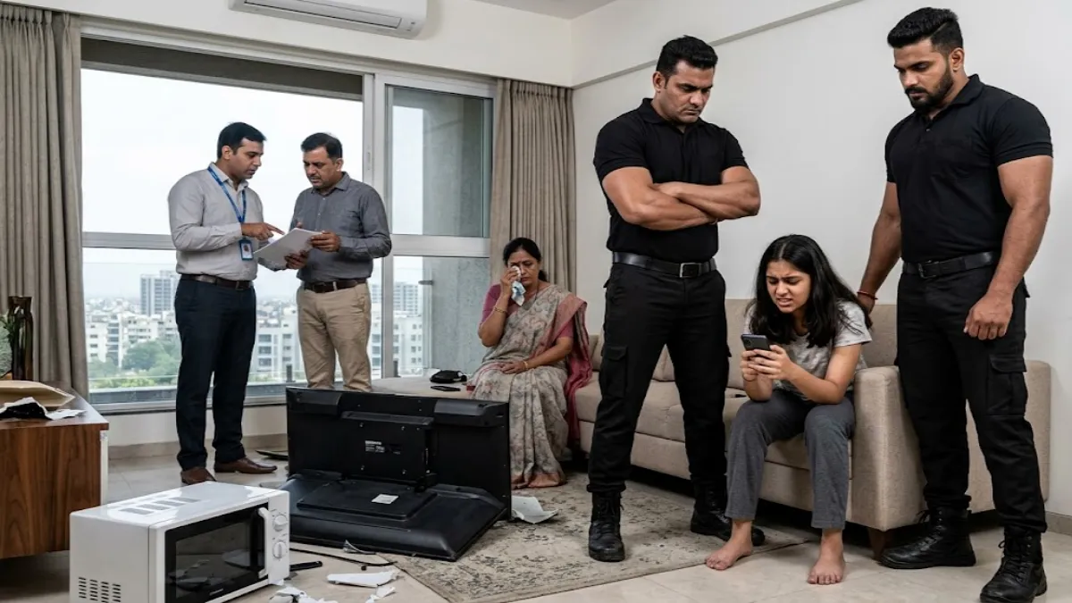 A graphic showing the rise of hiring bouncers in Gujarat to manage teenagers with severe mobile addiction and behavioral issues.