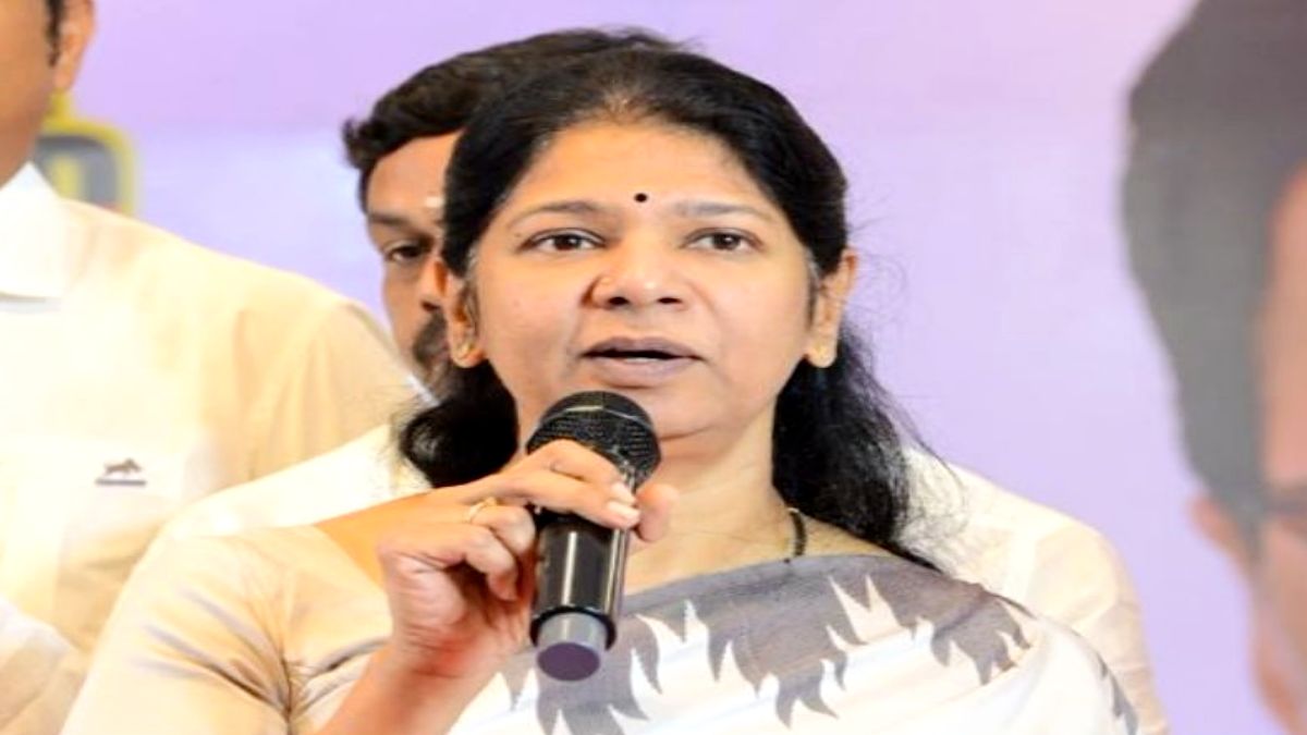 DMK Deputy General Secretary Kanimozhi addressing the media regarding TVK's mandate and alliance speculations.