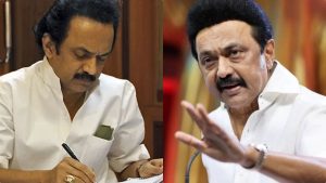 DMK President M.K. Stalin officially submitting his resignation as Chief Minister following the 2026 election results.