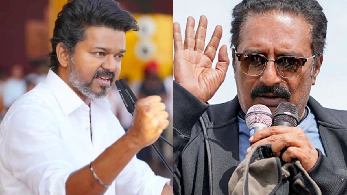Visual representing Actor Prakash Raj's tweet criticizing the Tamil Nadu Governor's stand on TVK leader Vijay.