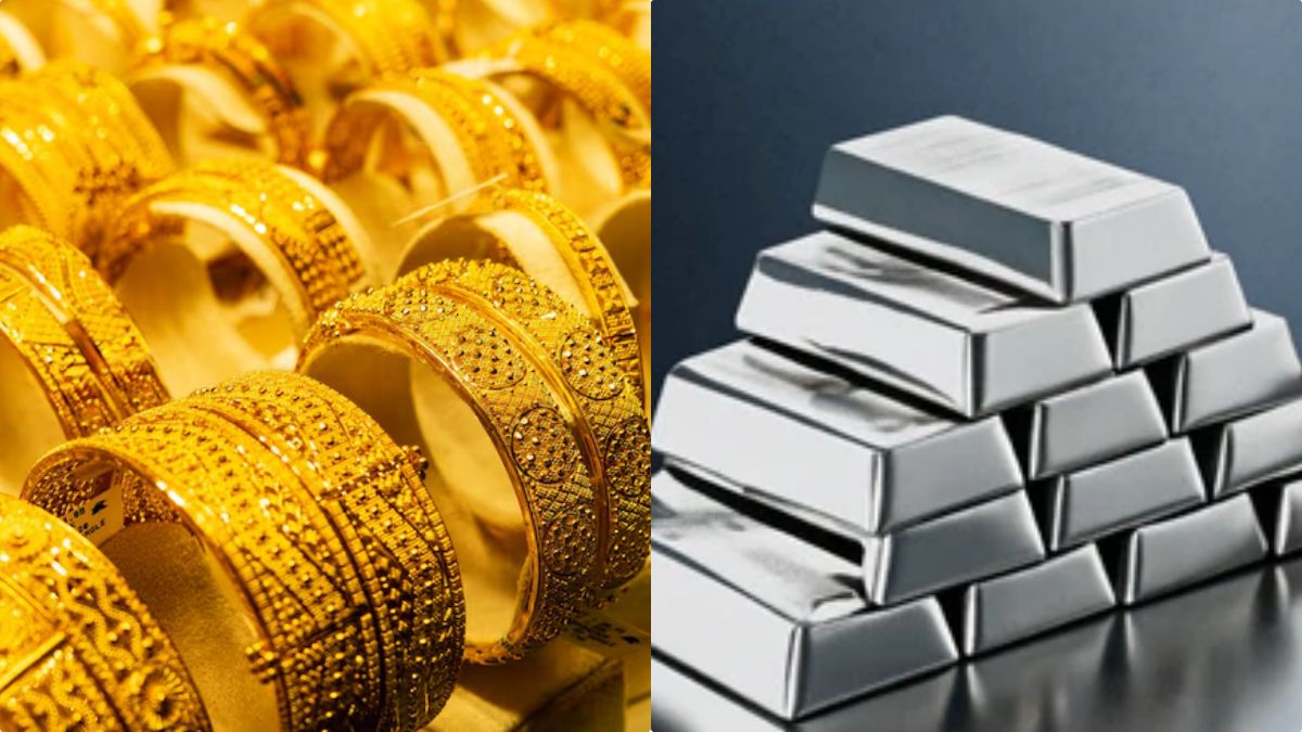 Gold bars and silver coins displayed with a stable market trend graph for May 4, 2026.