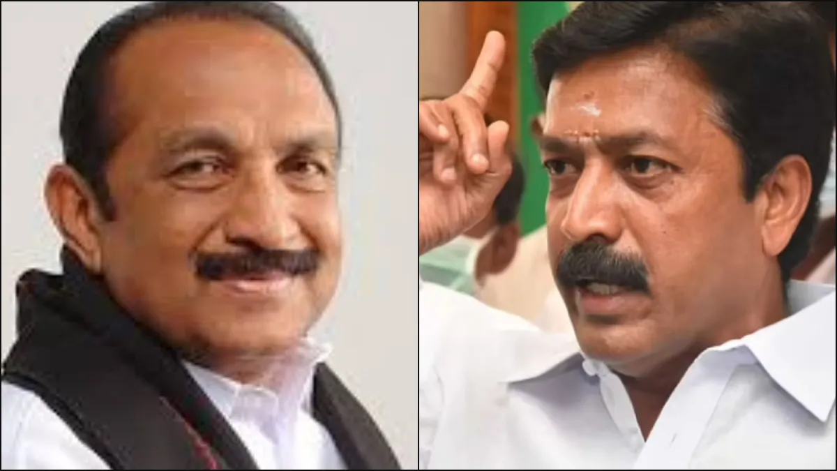 Collateral images of Vaiko’s interview on TVK and CV Shanmugam’s allegations against EPS.