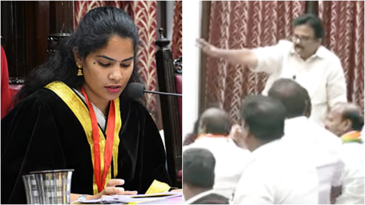 Tense political media briefing with local party representatives addressing regional administration disputes inside a formal building.