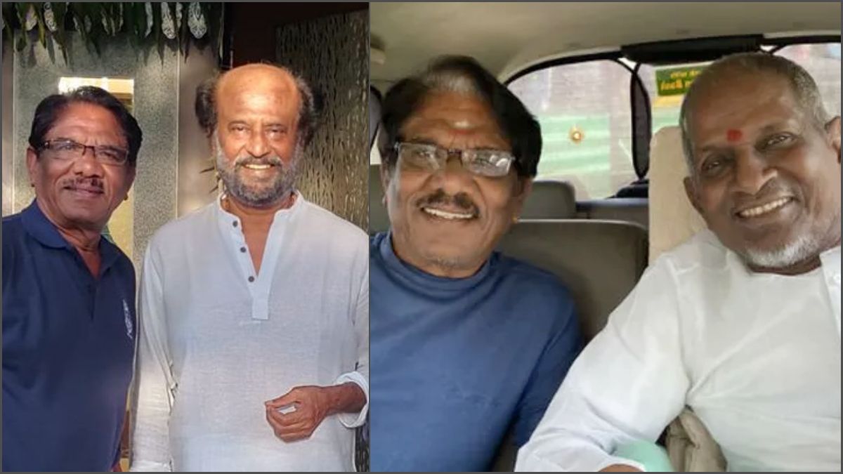 High-contrast dramatic collage showcasing director Bharathiraja alongside symbolic elements representing Tamil regional politics and cinematic creative conflicts.