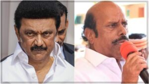 “இந்த மிரட்டலுக்கெல்லாம் நாங்க அஞ்சமாட்டோம்!” எ.வ.வேலு ரெய்டுக்கு மு.க.ஸ்டாலின் கடும் கண்டனம்! நீதிமன்றத்தில் நிரூபிப்பார்!: அடக்குமுறைகளை பார்த்த இயக்கம் திமுக! சோதனையை சட்டப்படி எதிர்கொள்வோம்! திமுக தலைவர் அதிரடி அறிக்கை! DMK President MK Stalin delivering a determined speech at a state political press conference venue.