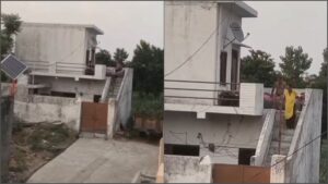 A digital pixelated security surveillance camera monitor frame tracing residential building layouts and domestic safety infrastructure monitoring assets.