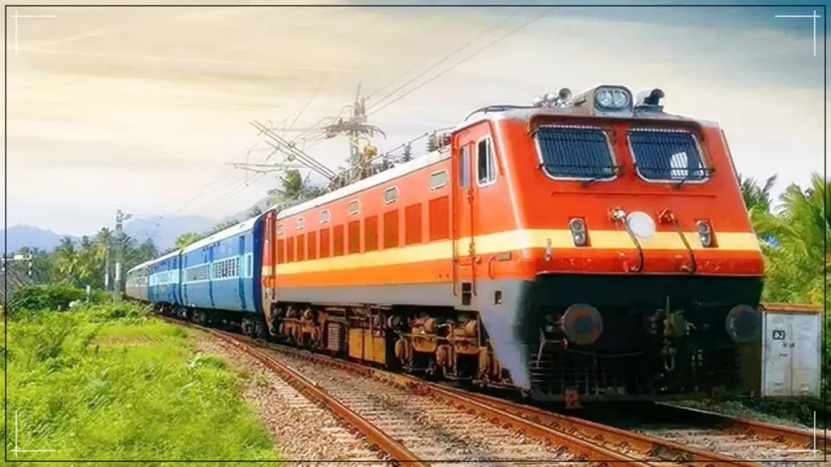 Commercial electric passenger train compartments operating on steel tracks near institutional platforms under clear daylight.
