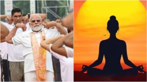 12th International Yoga Day! கொல்கத்தாவில் பிரதமர் மோடி, கோவையில் ஆளுநர் அருலேகர் அதிரடி பங்கேற்பு! "ஆரோக்கியமான முதன்மைக்கான யோகா!" 1,500 மாணவர்களுடன் யோகாசனம் செய்த ஆளுநர்! உலகெங்கும் 2500 இடங்களில் கொண்டாட்டம்! Large outdoor early morning public gathering practicing synchronized traditional yoga postures on colorful mats in a scenic educational campus.
