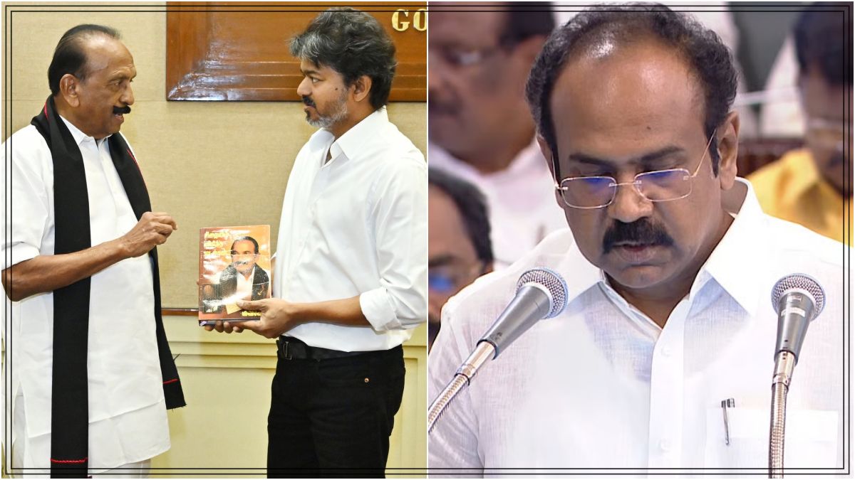 Minister Thangam Thennarasu addressing a press conference regarding Tamil Nadu's financial performance and responding to opposition critiques.