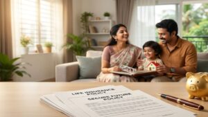 பாலிசி வச்சிருக்கீங்களா? வாரிசுதாரர் நியமிப்பதில் செய்யும் இந்த தப்பு உங்க குடும்பத்தையே நடுத்தெருவுக்கு கொண்டு வரும்! ஒரு குடும்பத்தினர் தங்களின் எதிர்காலப் பாதுகாப்பு மற்றும் இன்சூரன்ஸ் பாலிசி ஆவணங்களை நிதானமாகப் பரிசீலிக்கும் தோற்றம்.