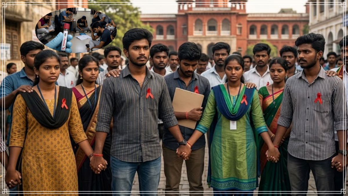 HIV testing and awareness camp conducted for college students in Karnataka.