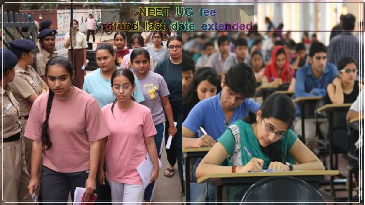 A medical aspirant checking the official NEET UG fee refund portal on a laptop to update bank account details.