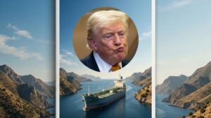 Trump Drops 20% Shipping Toll: "வரியும் இல்ல.. கட்டணமும் இல்ல!" ஹோர்மூஸ் நீரிணை விவகாரத்தில் பல்டி அடித்த டிரம்ப்! ஹோர்மூஸ் நீரிணையில் அமைதியாகச் செல்லும் பிரம்மாண்ட எண்ணெய் டேங்கர் கப்பல் மற்றும் அமெரிக்காவின் கட்டண ரத்து முடிவைக் குறிக்கும் குறியீட்டு வரைபடம்.