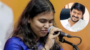 பிஞ்சுக் குழந்தையிடம் இப்படியா? 'ரீல்ஸ் அமைச்சர்' தவெக கீர்த்தனாவை சீண்டிய உதயநிதி ஸ்டாலின்.. தமிழக அரசியலில் பெரும் புயல்! அரசியல் கூட்டத்தில் செய்தியாளர்களைச் சந்தித்துக் காரசாரமாகப் பேசும் உதயநிதி ஸ்டாலின்.