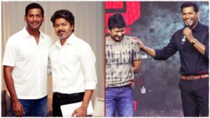 "லயோலா சீனியர் விஜய்யும், பேட்ச்மேட் உதயநிதியும்!" - உதயநிதி கைது குறித்து நடிகர் விஷால் பரபரப்பு பேச்சு! Actor Vishal speaking during an interview about Udhayanidhi Stalin's arrest and CM Vijay.