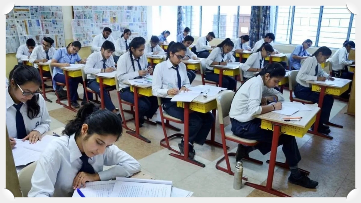 Educational visual depicting the CBSE Class 10 re-evaluation and marks verification online application process.