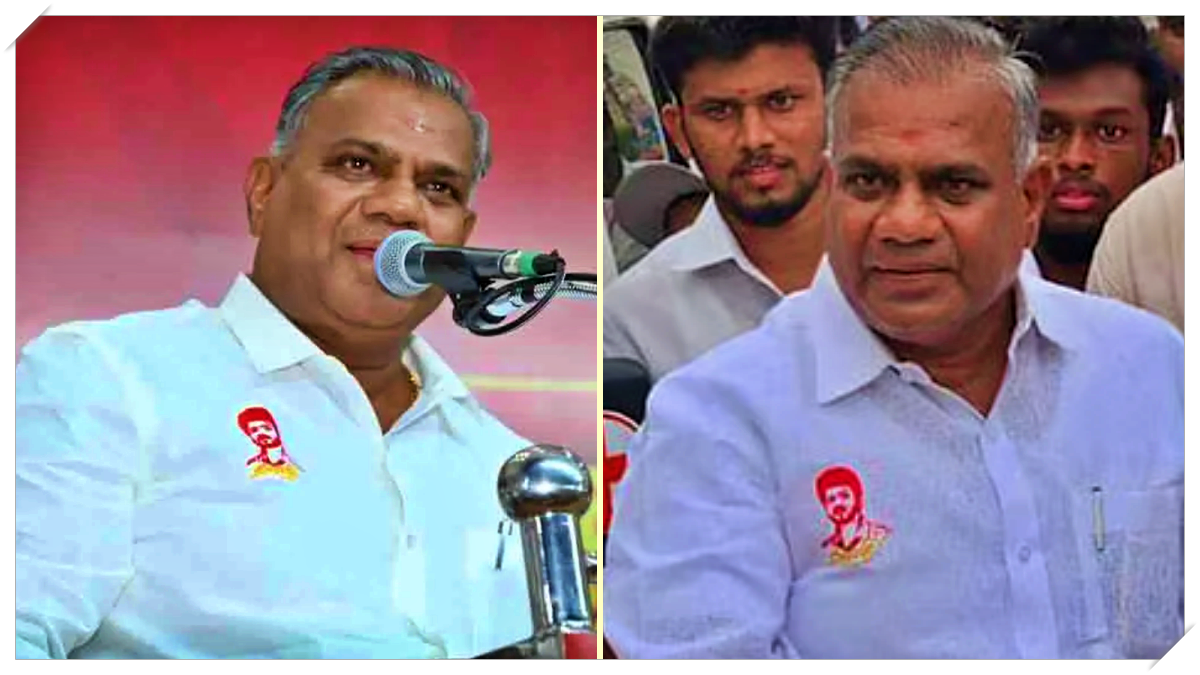 தமிழக வெற்றிக் கழகத்தின் பொதுச்செயலாளரும் அமைச்சருமான புஸ்ஸி ஆனந்தின் அதிகாரப்பூர்வ செய்திப் படம்.