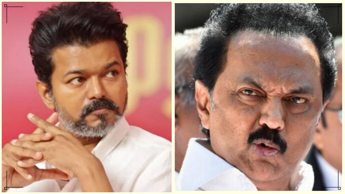 DMK President M.K. Stalin addressing press on political and water rights issues.