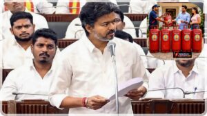 Free LPG: சட்டப்பேரவையில் புயல் கிளப்பிய "அன்னபூரணி சூப்பர் 6"! ஆண்டுக்கு 3 இலவச சிலிண்டர்... முதல்வர் விஜய் அதிரடி அறிவிப்பு! Chief Minister Vijay delivering a statement in the Tamil Nadu Legislative Assembly.