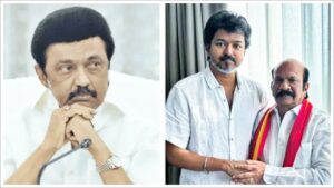 செய்தியாளர்களிடம் பேசும் கொளத்தூர் எம்.எல்.ஏ வி.எஸ்.பாபு.
