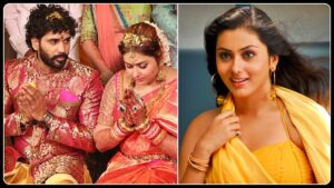 பெண்களுக்கு மட்டும்தான் தாலியா? ஆண்களுக்கு ஏன் விதியில்லை? நடிகை நமிதா எழுப்பிய ஆவேசக் கேள்வி! திருமண ஆசாரங்கள் குறித்து கேள்வி எழுப்பிய நடிகை நமிதாவின் செய்திப் படம்.