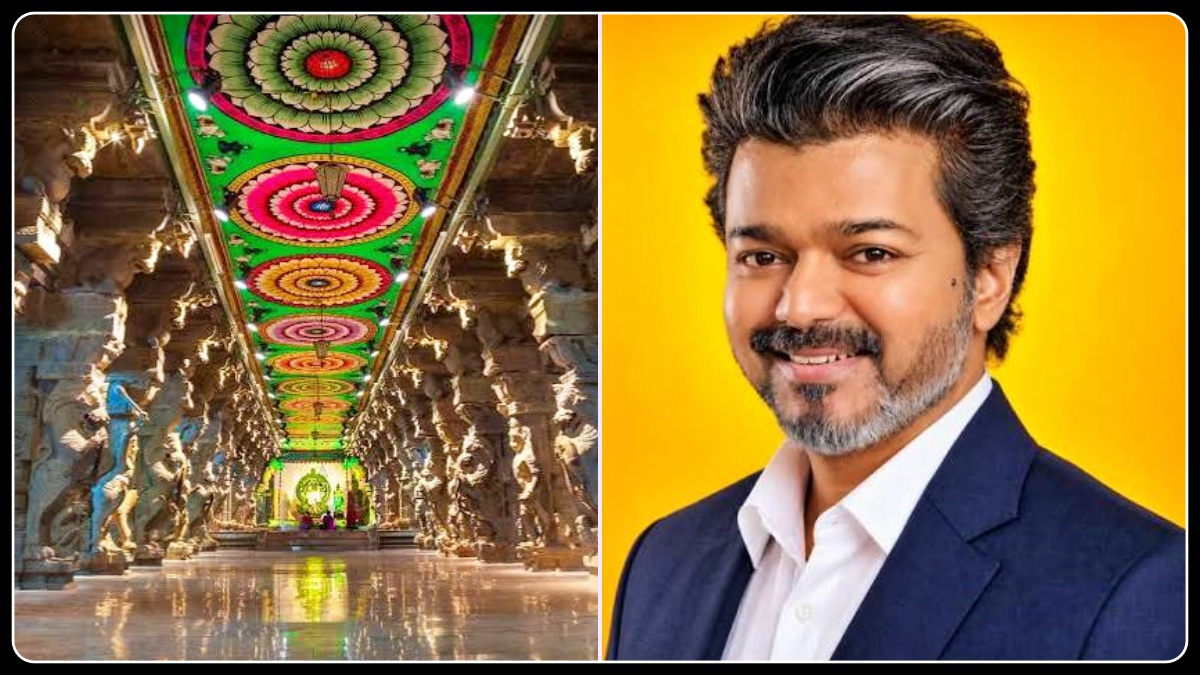 மதுரை மீனாட்சி அம்மன் திருக்கோயிலின் கோபுரத் தோற்றம்.