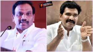 “நீ யாருக்கு பிறந்தாய் என்பதில் சந்தேகம்!” - முதலமைச்சர் விஜய், அமைச்சர் நிர்மல் குமாரை அசிங்கமாக விமர்சித்த ஆ.ராசா! DMK MP A. Raja addressing cadres during the protest against CM Vijay in Saidapet.
