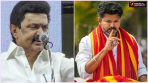 "மின்வெட்டு vs அரிவாள் வெட்டு!" - தவெக ஆட்சியைத் துவம்சம் செய்த ஸ்டாலின்! அறிவாலயத்தில் வெடித்த அரசியல் புயல்! M.K. Stalin delivering an intense political speech at DMK's Mupperum Vizha inside Kalaignar Arangam.