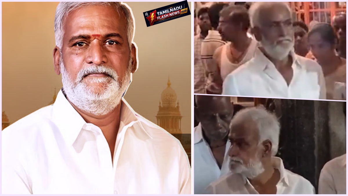 Devotees standing in the queue line at Tiruvannamalai Annamalaiyar Temple.