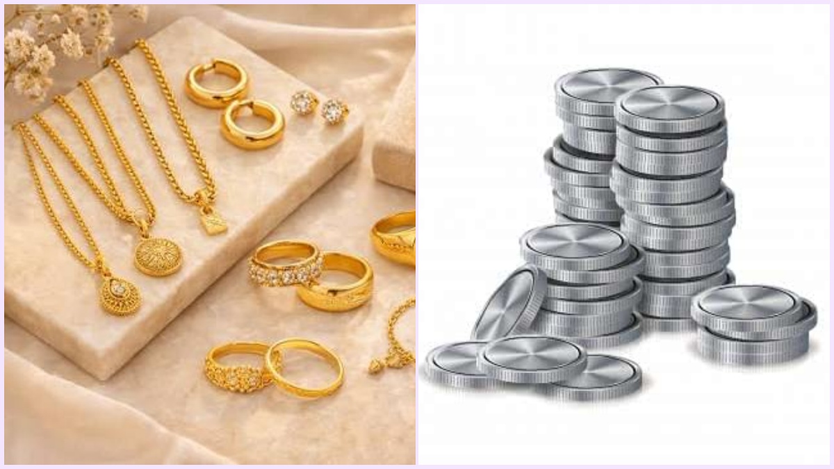 News graphic detailing the drop in gold and silver prices in Chennai today.