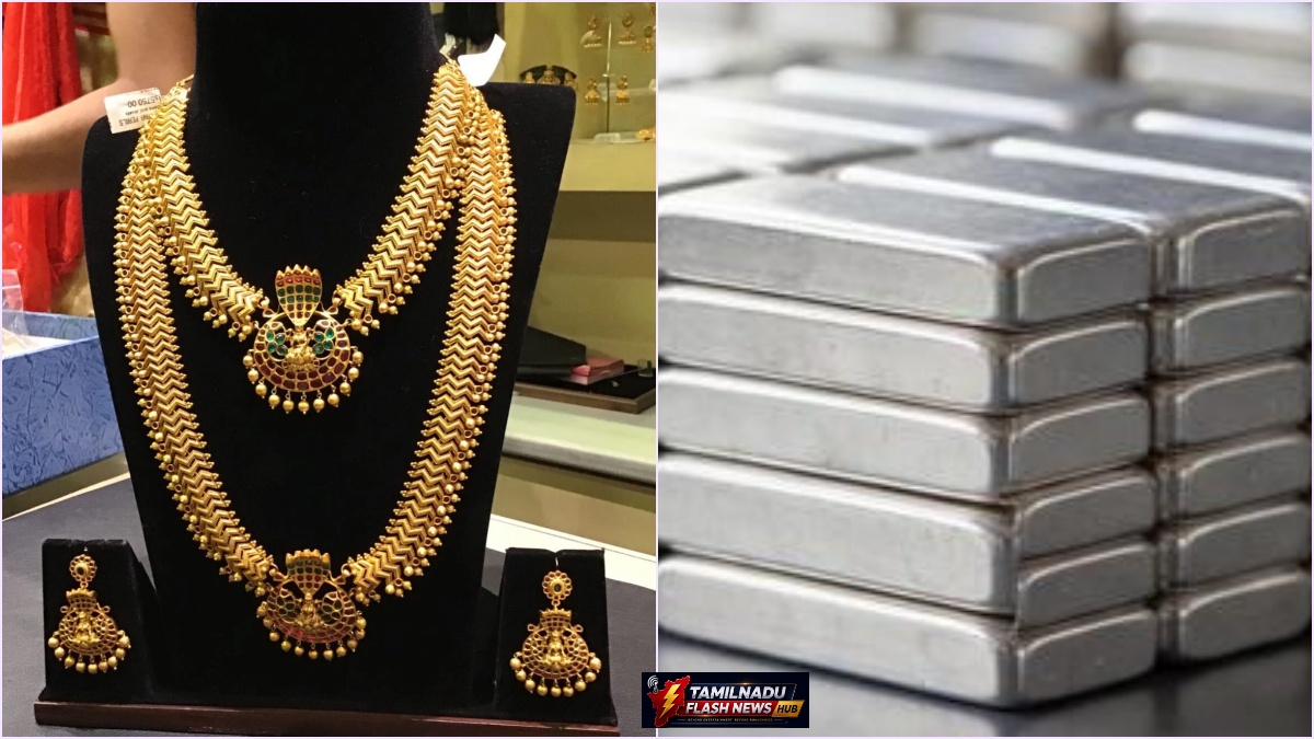 Gold coins and silver bars representing market commodity rates.