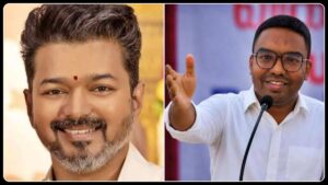 முதல்வர் ஜோசப் விஜய் குறித்து அவதூறு பதிவிட்ட விவகாரத்தில் தொழிலதிபர் பிரவீன் கணேசன் கைது செய்யப்பட்டது குறித்த செய்தி படம்.