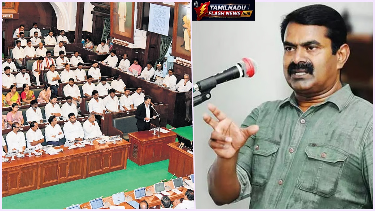 NTK Chief Coordinator Seeman speaking aggressively at a press conference in Paramakudi.
