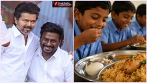 "தினமும் ஒரே சாப்பாடு கிடையாது!" - பள்ளிக் குழந்தைகளுக்கு ஜாக்பாட்! அமைச்சர் ராஜ்மோகன் அறிவிப்பு! Editorial illustration representing the Chief Minister's Morning Breakfast Scheme expansion in Tamil Nadu.