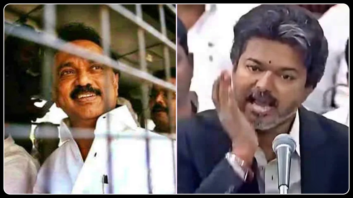 தமிழ்நாடு சட்டப்பேரவையில் மிசா சட்டம் குறித்து முதலமைச்சர் ஜோசப் விஜய் பேசிய காட்சி.