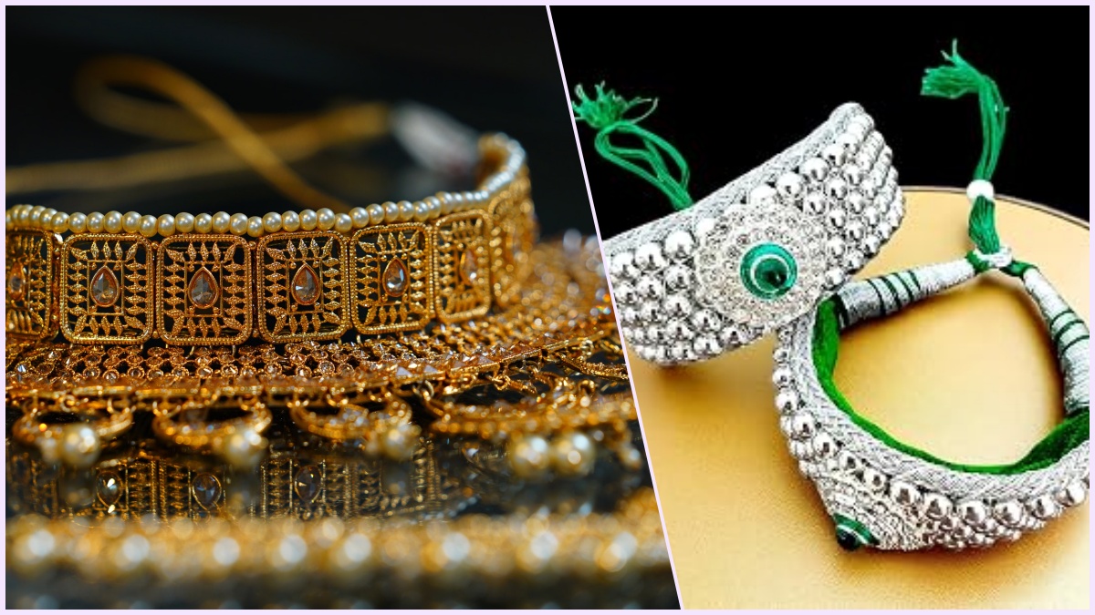 Gold jewelry and silver bars representing daily market rates in Chennai.