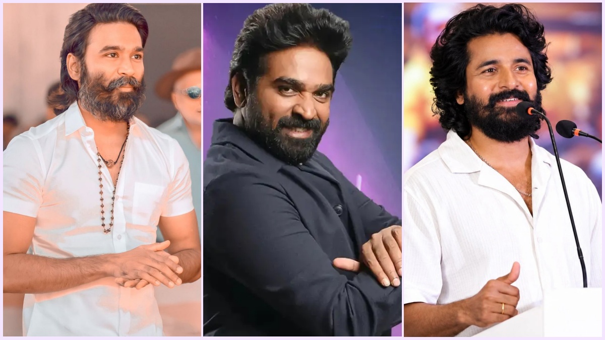 Visual representation of actors Dhanush, Sivakarthikeyan, and Vijay Sethupathi with the Tamil Nadu Secretariat background.