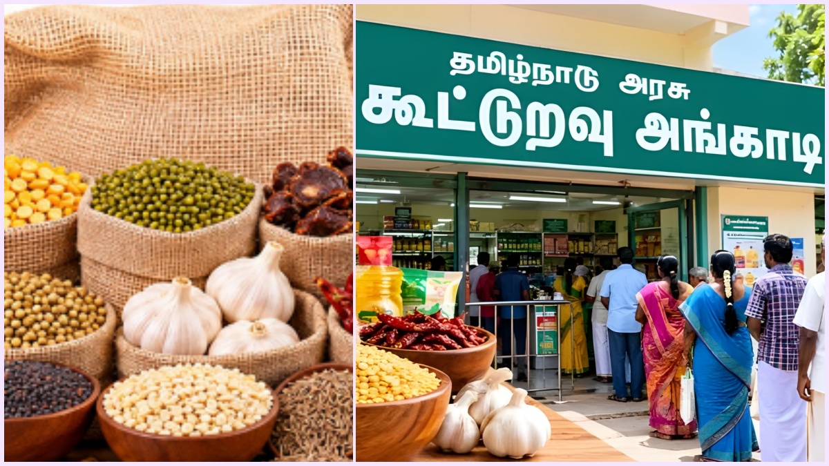 Conceptual editorial photograph representing the ₹200 special Diwali grocery kit containing essential pulses and spices.