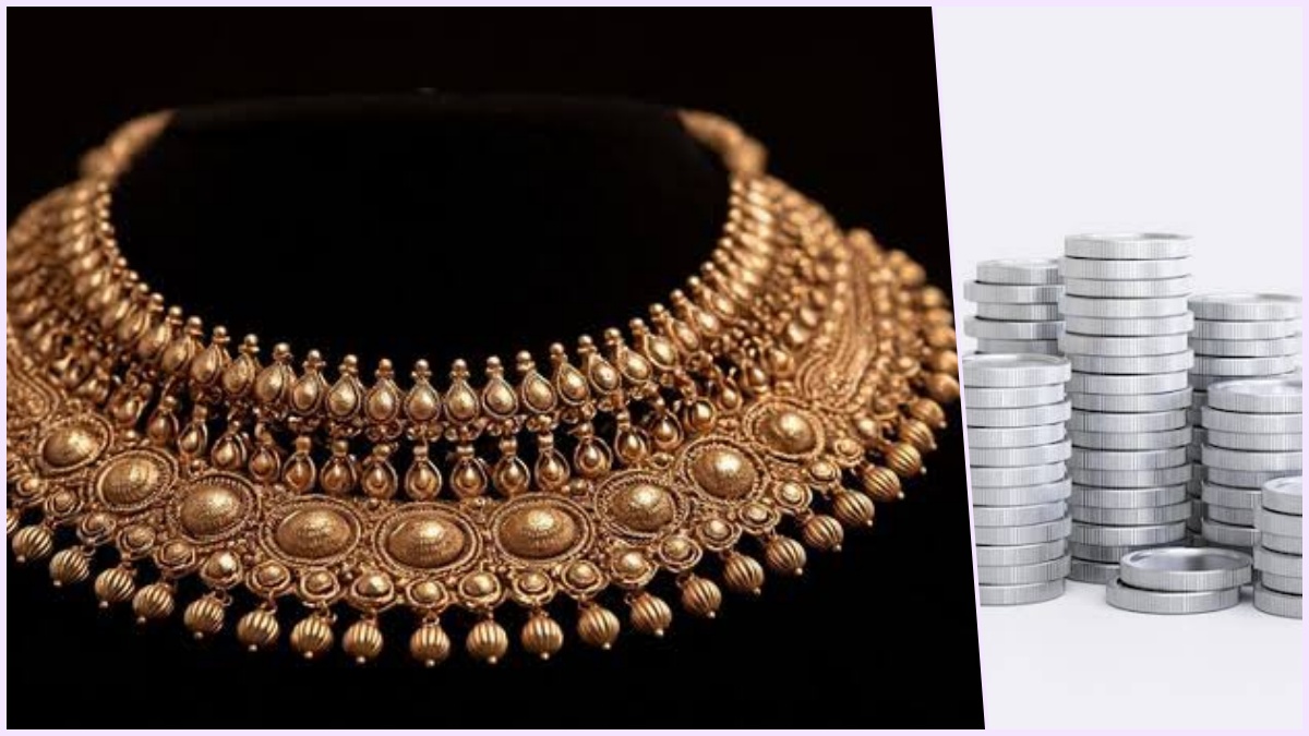 Conceptual editorial photograph representing gold and silver market price fluctuations in Tamil Nadu.