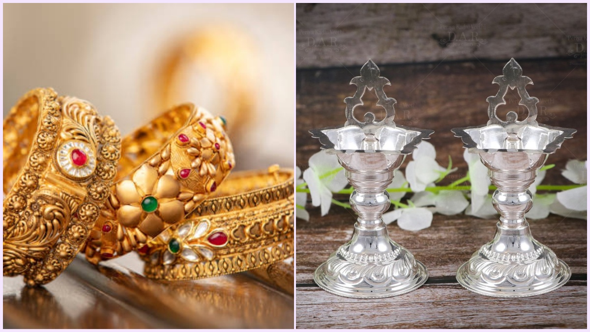 Gold and silver items displayed on a counter for daily price updates.