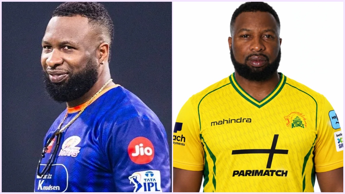 West Indies cricketer Kieron Pollard wearing Joburg Super Kings yellow jersey.