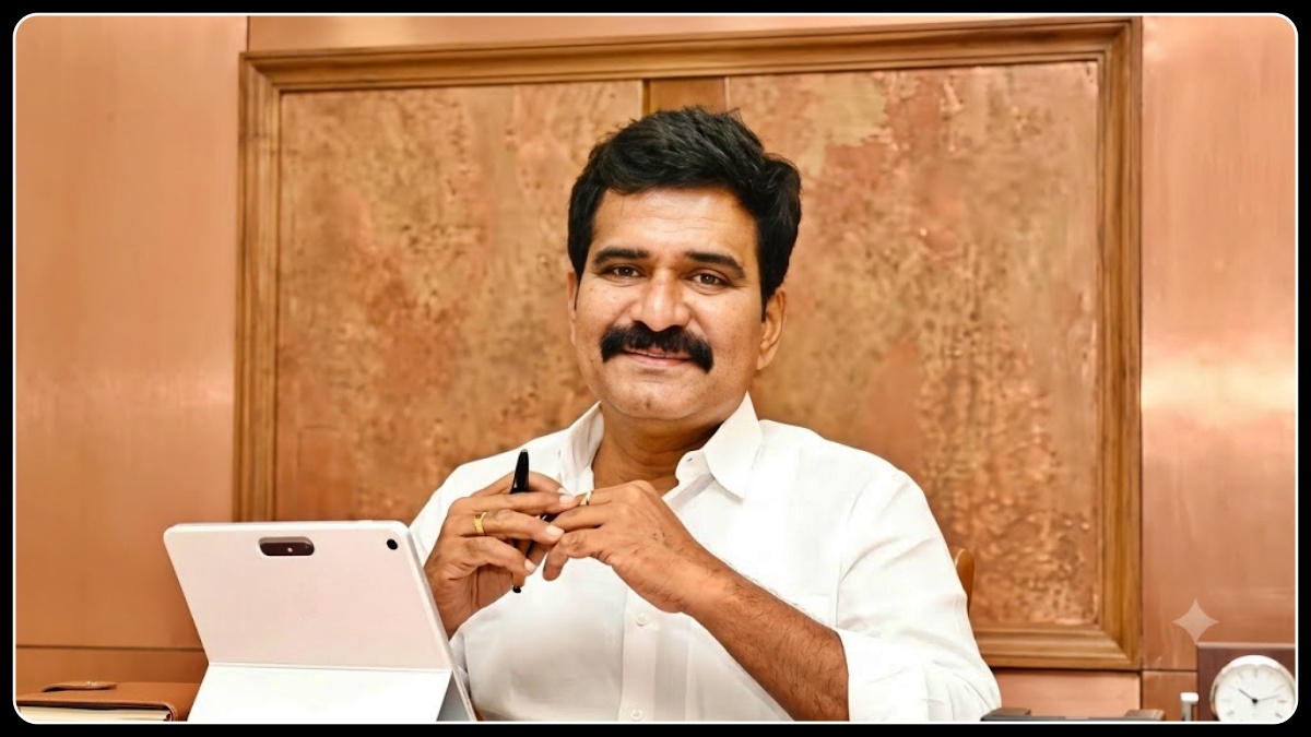 புறம்போக்கு நிலத்தில் வசிப்போருக்கு இலவச மின்சாரம் வழங்கப்படும் என அறிவித்த அமைச்சர் நிர்மல் குமார் குறித்த செய்திப் படம்.