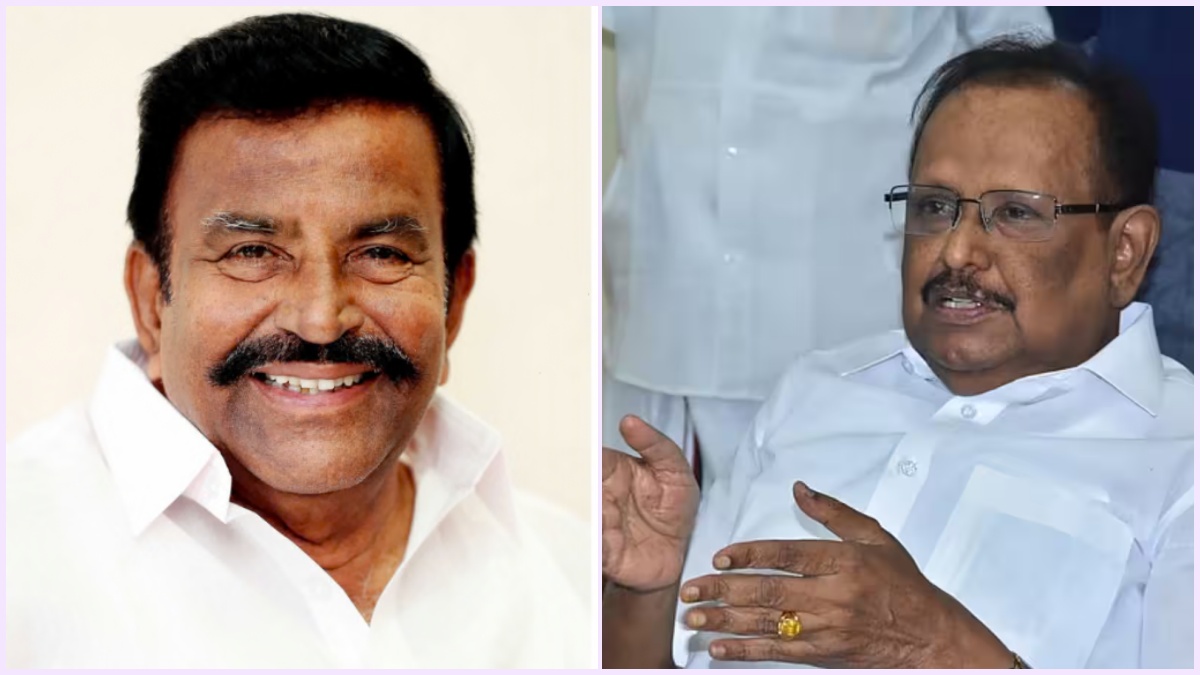 Conceptual editorial photograph representing political media interactions and press meets in Tamil Nadu.